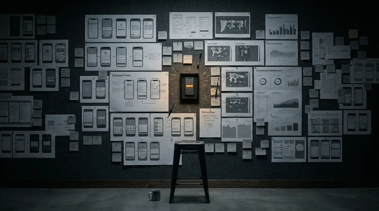 Hidden high-value UX fix glowing at the center of a dark prototype wall
