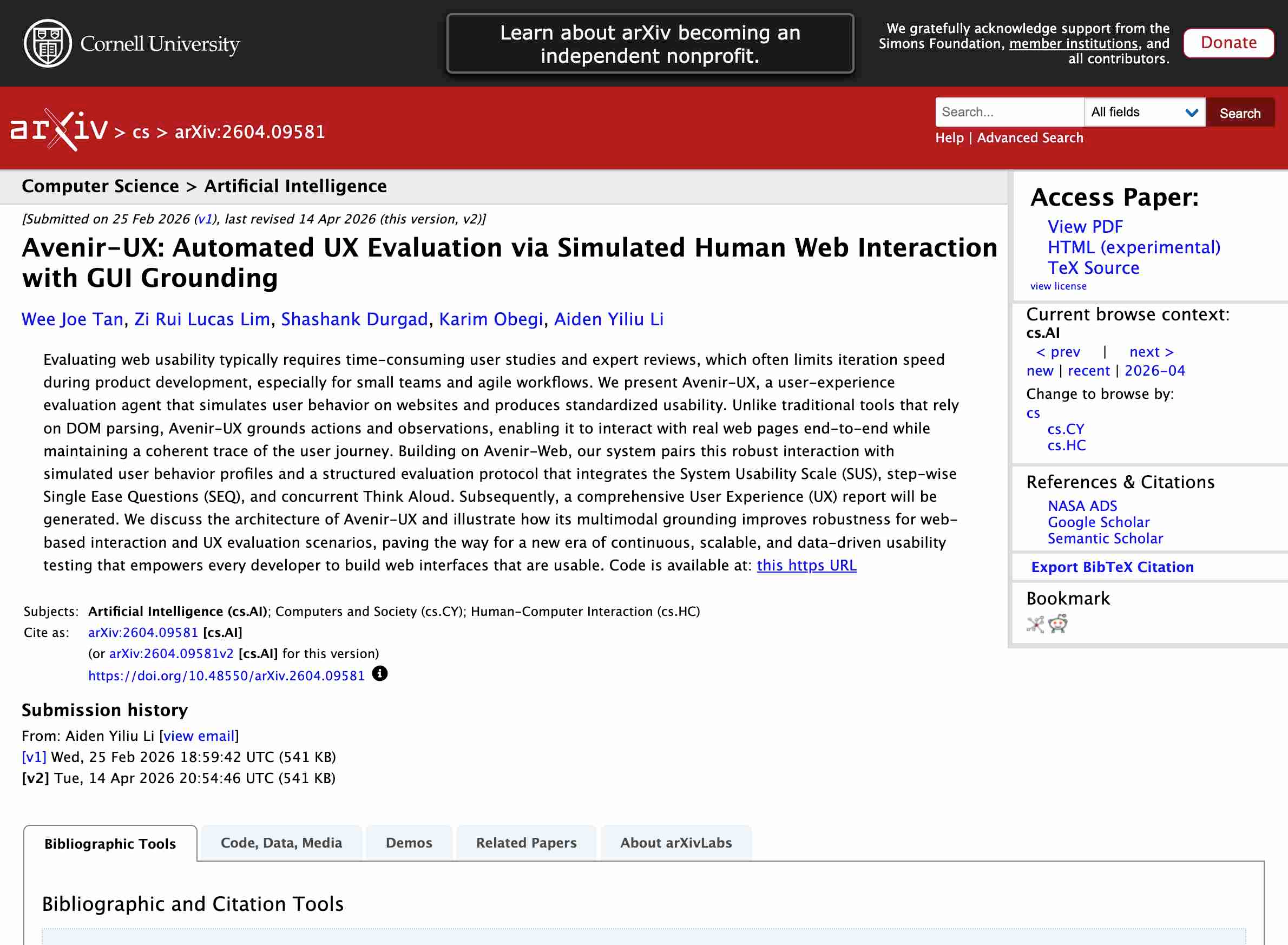 Screenshot of Avenir-UX paper